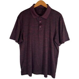 Haggar Men Size L Cool 18 Pro Golf Polo Henley Knit Shirt Wine Black Heather S/S